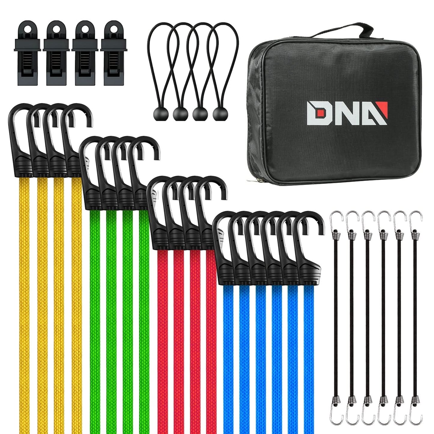 Bungee Cords Assorted Set with Zipper Storage Bag