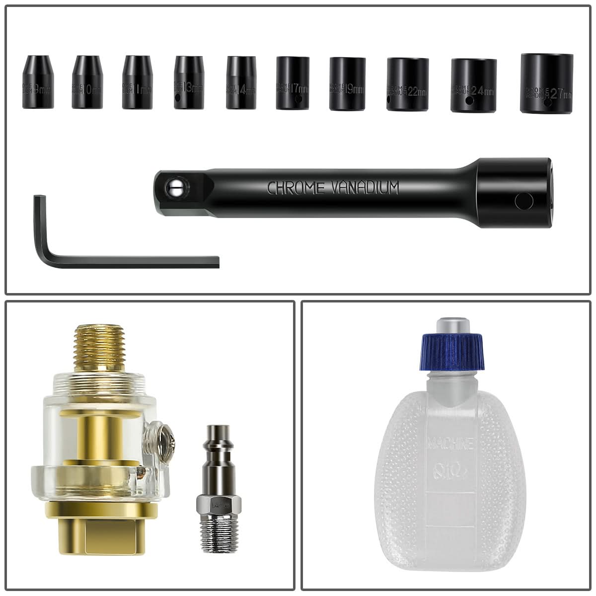 17-Piece 1/2 Inch Air Ratchet Wrench Kit