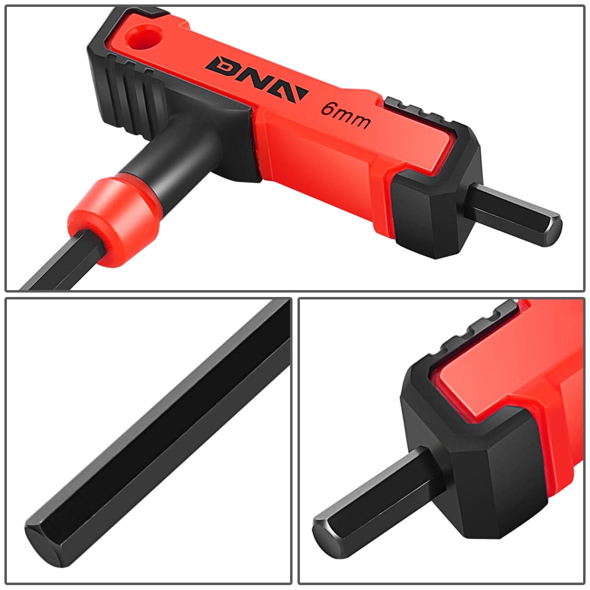 T-Type Hex Key Set with Flat Head 2-10mm Red 8 Piece Plastic Box