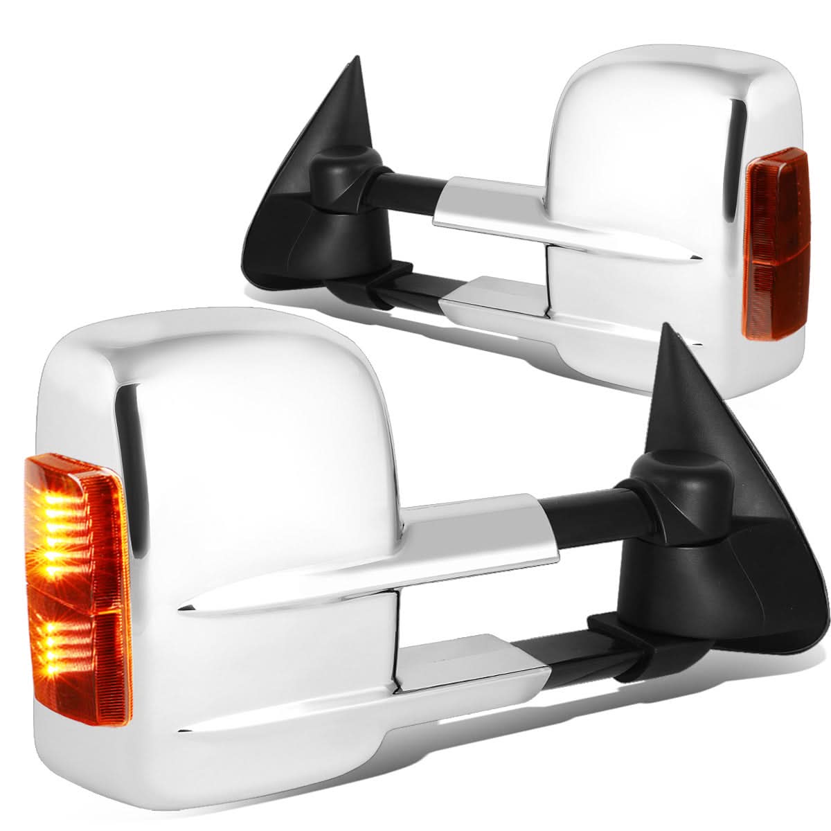99-06 Chevrolet Silverado GMC Sierra Manual Towing Mirrors Pair Chrome