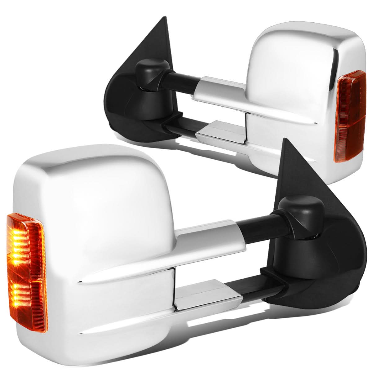 97-03 Ford F-150 Powered Towing Mirrors Pair Chrome Amber Signal