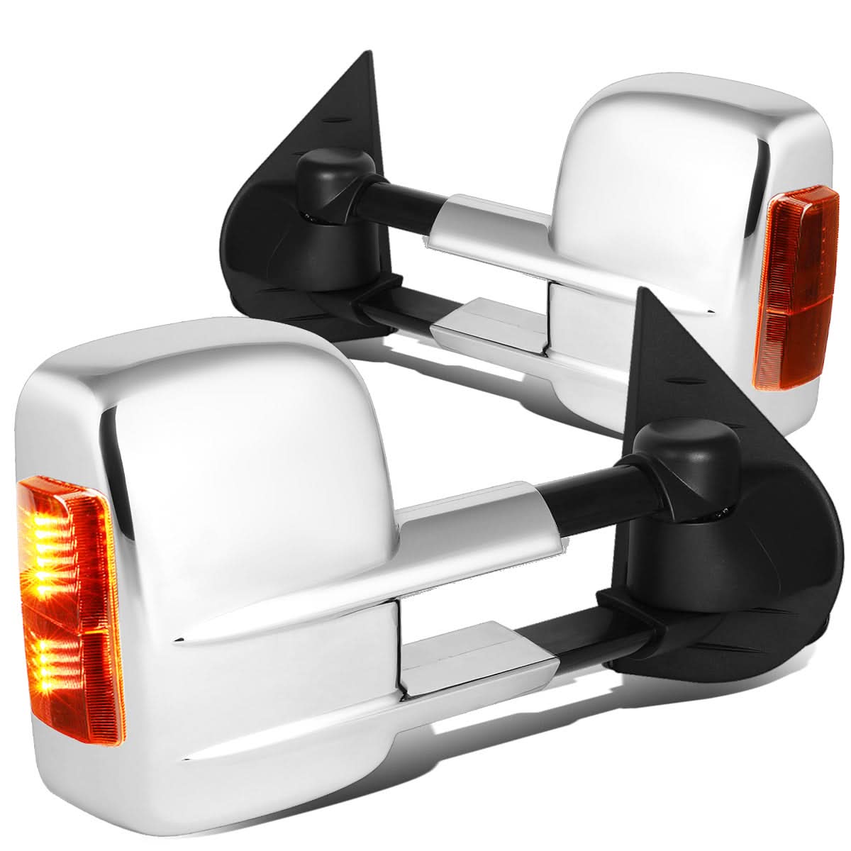 2007-2013 Chevrolet Silverado Towing Mirrors - Manual LED Chrome Pair