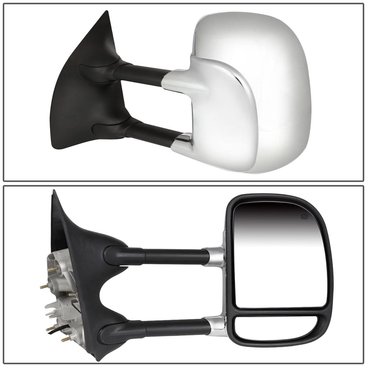 99-07 Ford F-250 F-350 F-450 F-550 Super Duty Towing Mirrors - Chrome