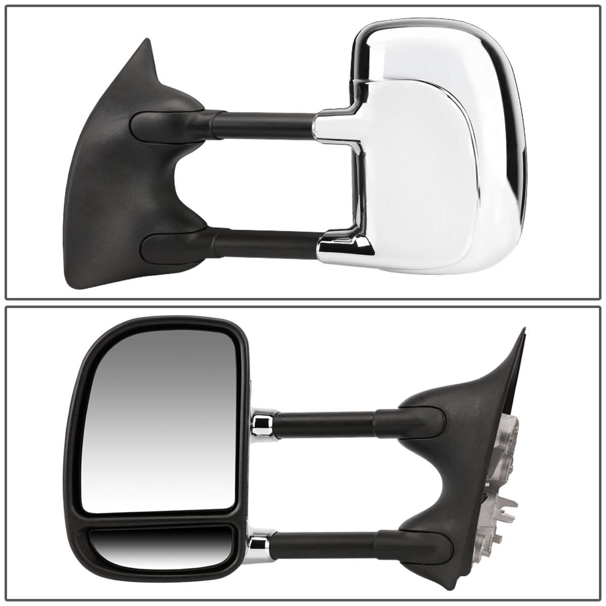 99-07 Ford F-250 F-350 F-450 F-550 Manual Towing Mirrors Chrome Pair