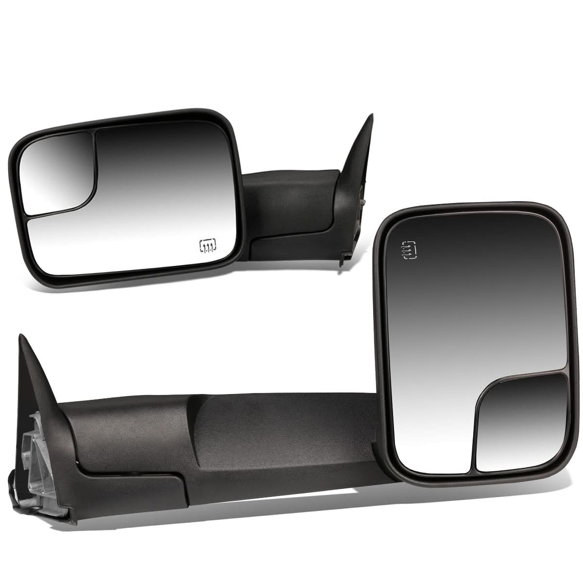 98-02 Dodge Ram Powered Heated Towing Mirrors - Black Pair