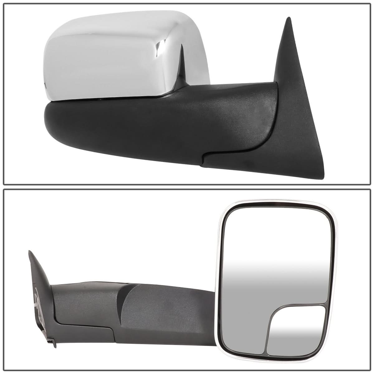 94-02 Dodge Ram 1500 2500 3500 Manual Towing Mirrors Chrome Pair
