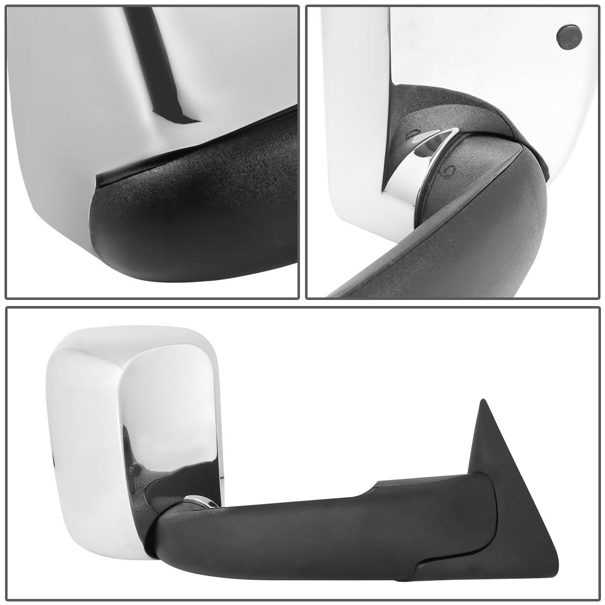 94-02 Dodge Ram 1500 2500 3500 Manual Towing Mirrors Chrome Pair