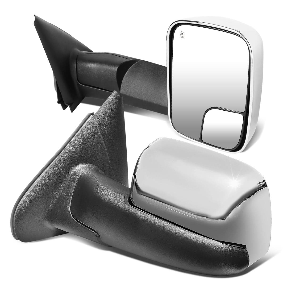 02-09 Dodge Ram Towing Mirrors Pair Powered Heated Chrome