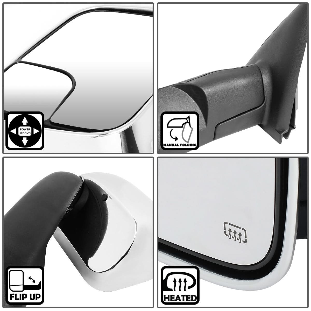 02-09 Dodge Ram Towing Mirrors Pair Powered Heated Chrome