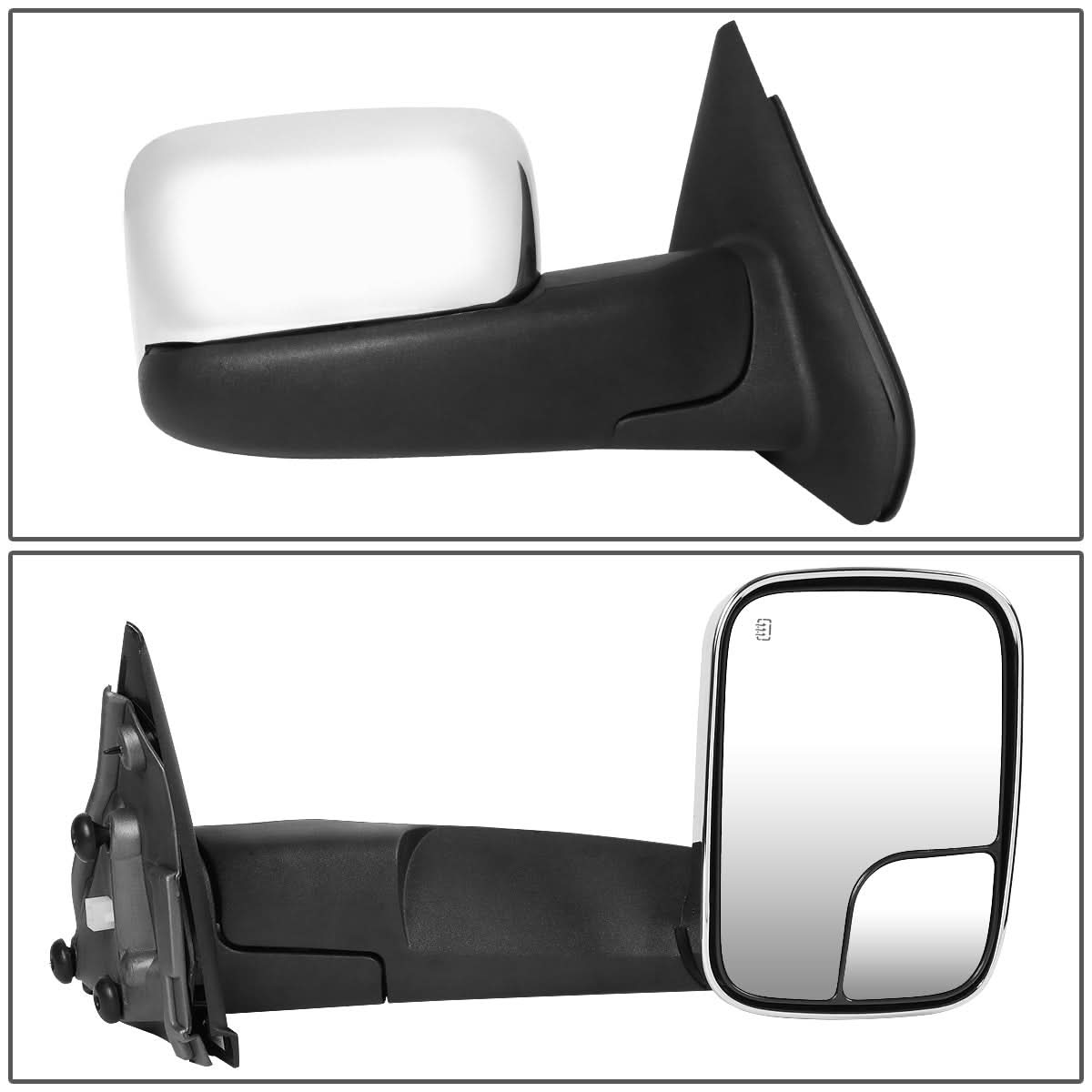 02-09 Dodge Ram Towing Mirrors Pair Powered Heated Chrome