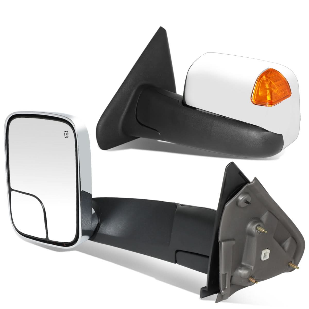 02-09 Dodge Ram Towing Mirrors Pair Powered Heated Chrome Signal