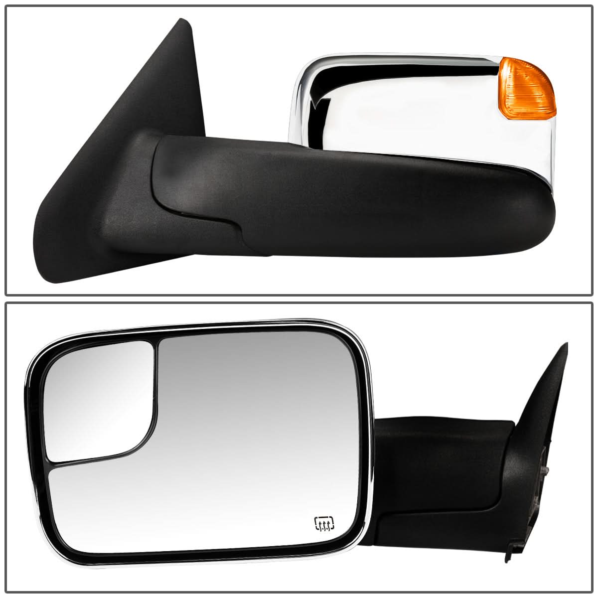 02-09 Dodge Ram Towing Mirrors Pair Powered Heated Chrome Signal