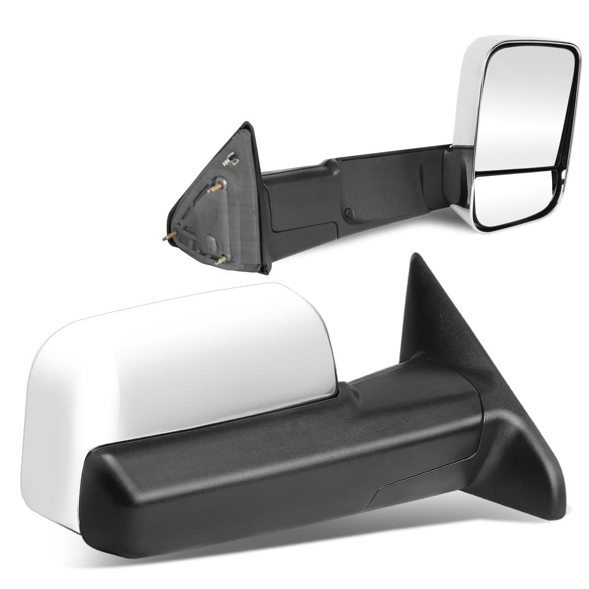 09-16 Dodge Ram 1500/2500/3500 Manual Towing Mirrors Chrome Pair