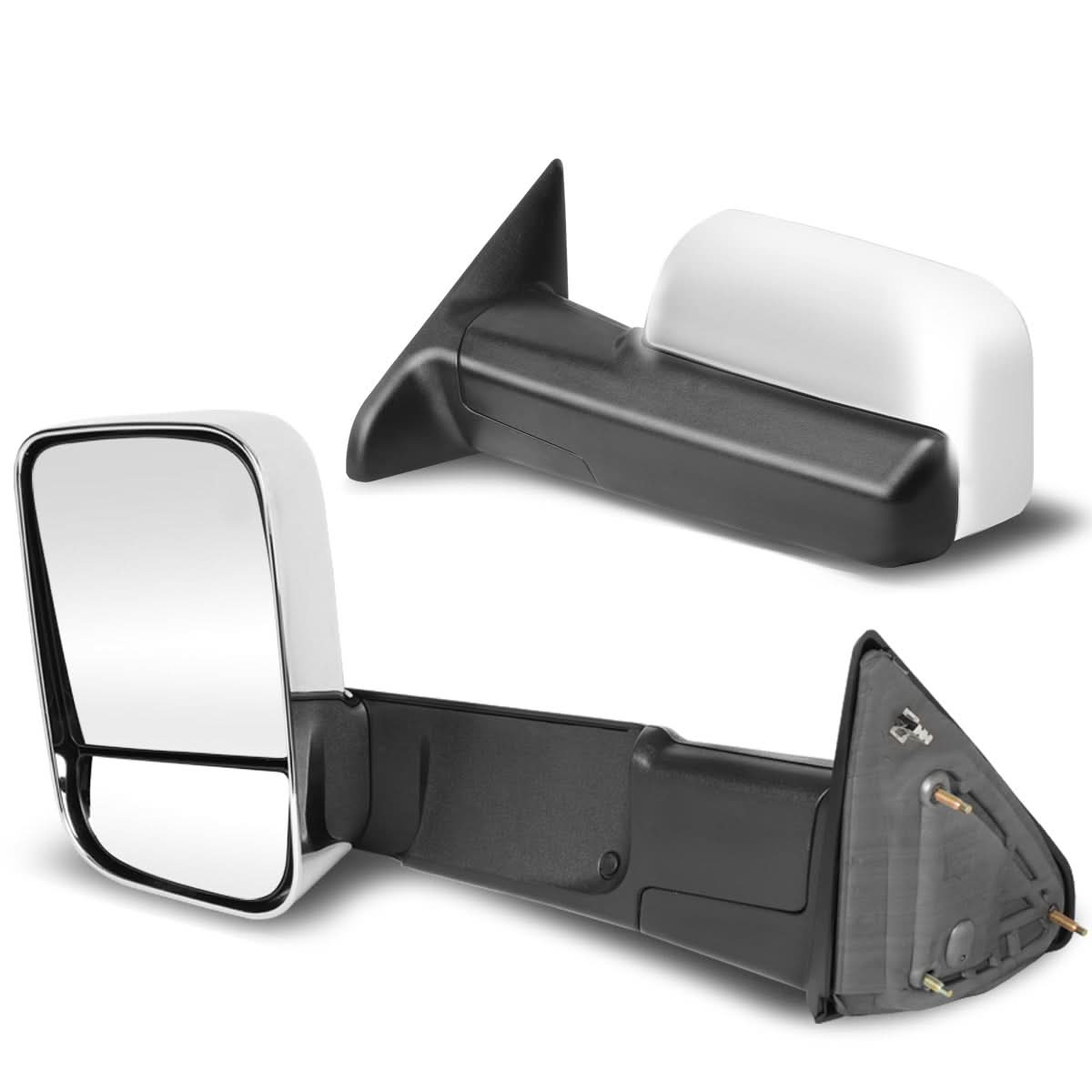 09-16 Dodge Ram 1500/2500/3500 Manual Towing Mirrors Chrome Pair