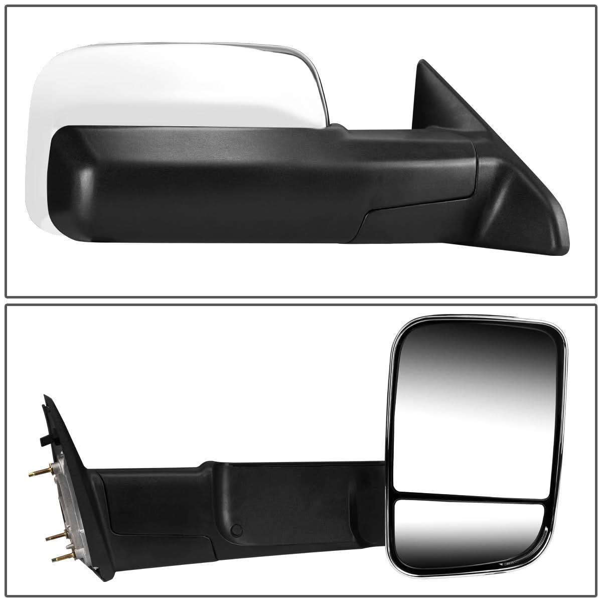 09-16 Dodge Ram 1500/2500/3500 Manual Towing Mirrors Chrome Pair