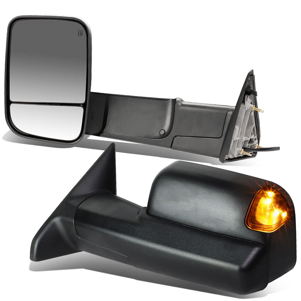 09-16 Dodge Ram Powered Heated LED Towing Mirrors - Black