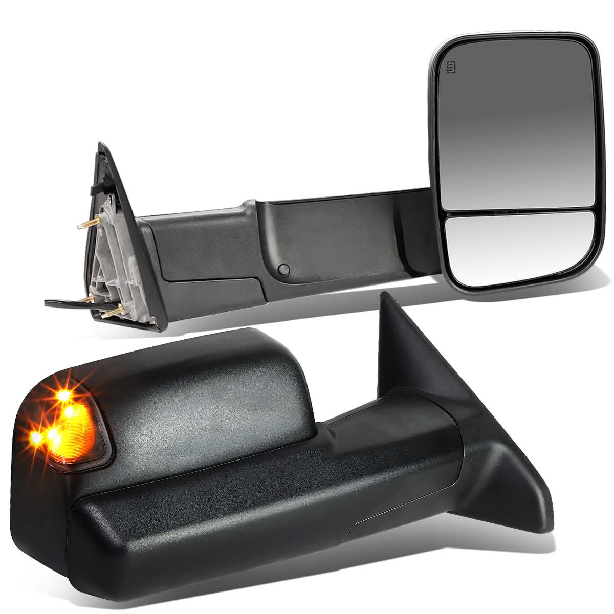 09-16 Dodge Ram Powered Heated LED Smoke Towing Mirrors - Pair
