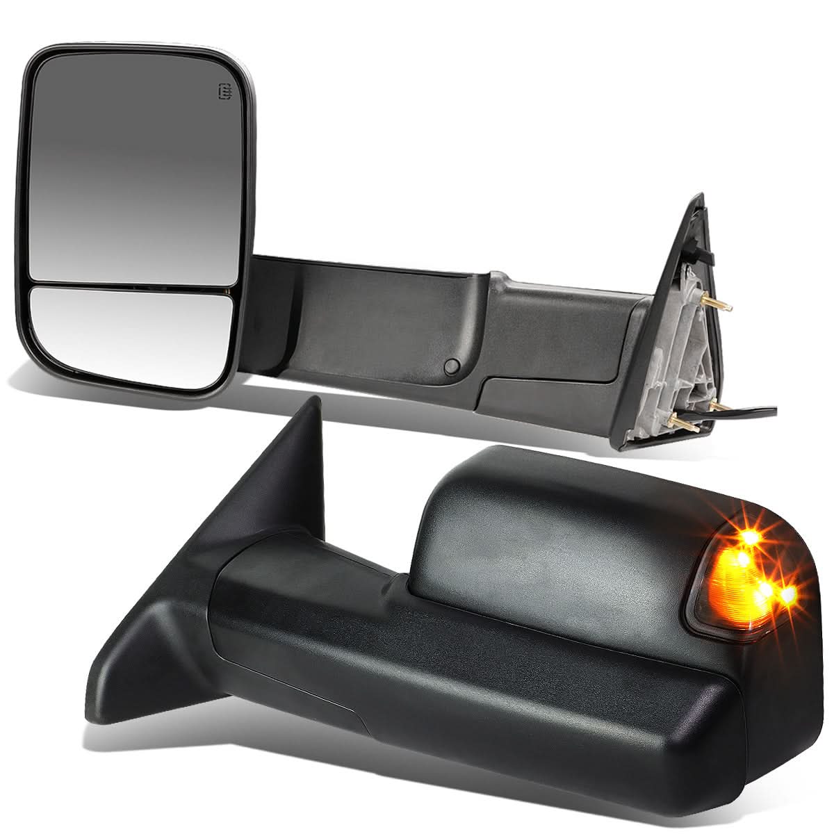 09-16 Dodge Ram Powered Heated LED Smoke Towing Mirrors - Pair