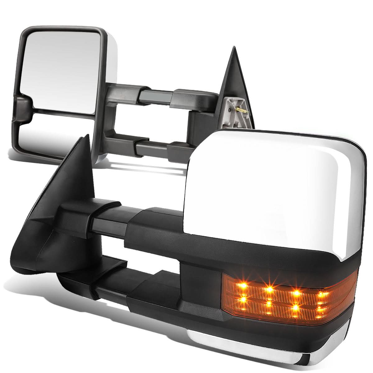03-07 Chevy Silverado Sierra Tahoe Manual Towing Mirrors Chrome Pair