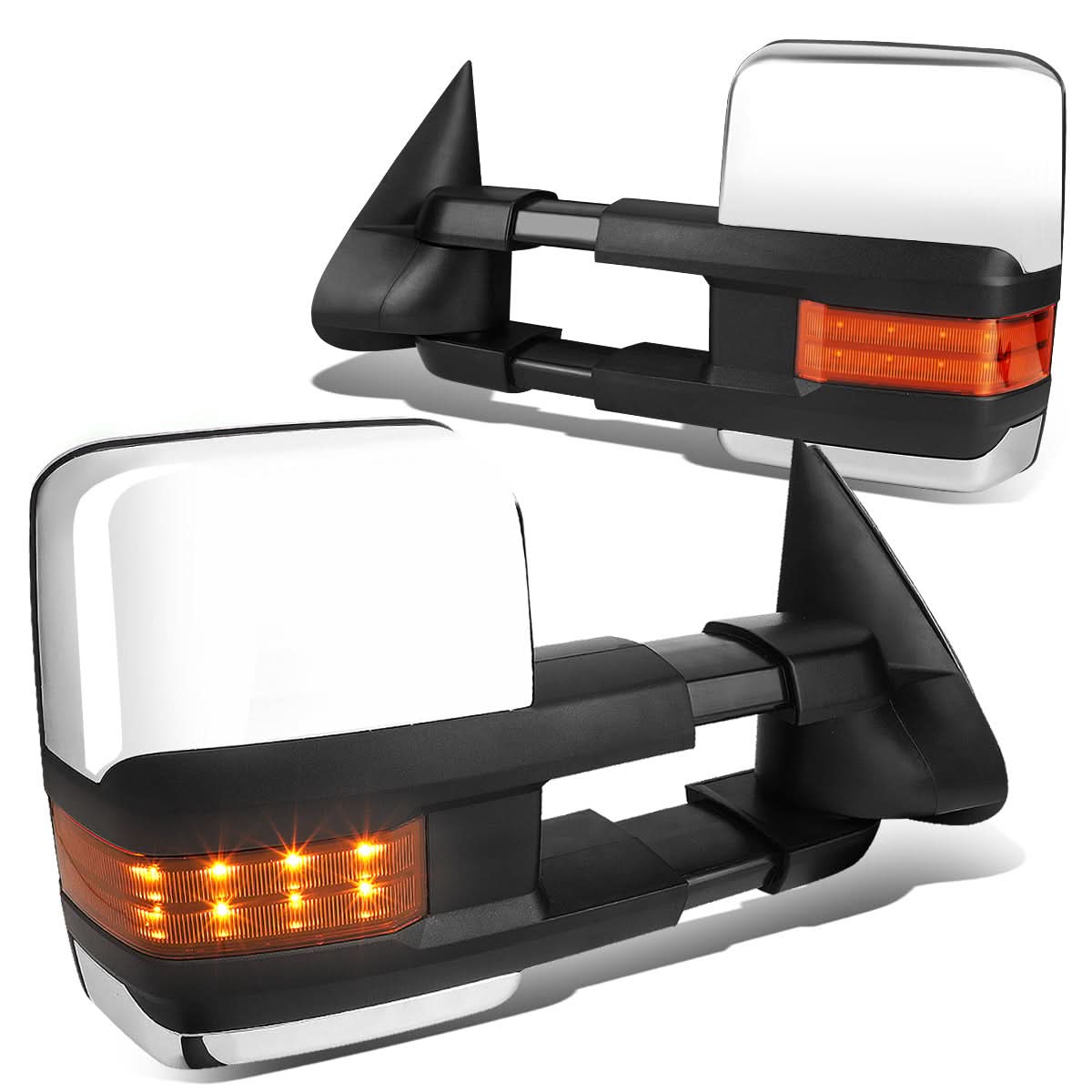 03-07 Chevy Silverado Sierra Tahoe Manual Towing Mirrors Chrome Pair