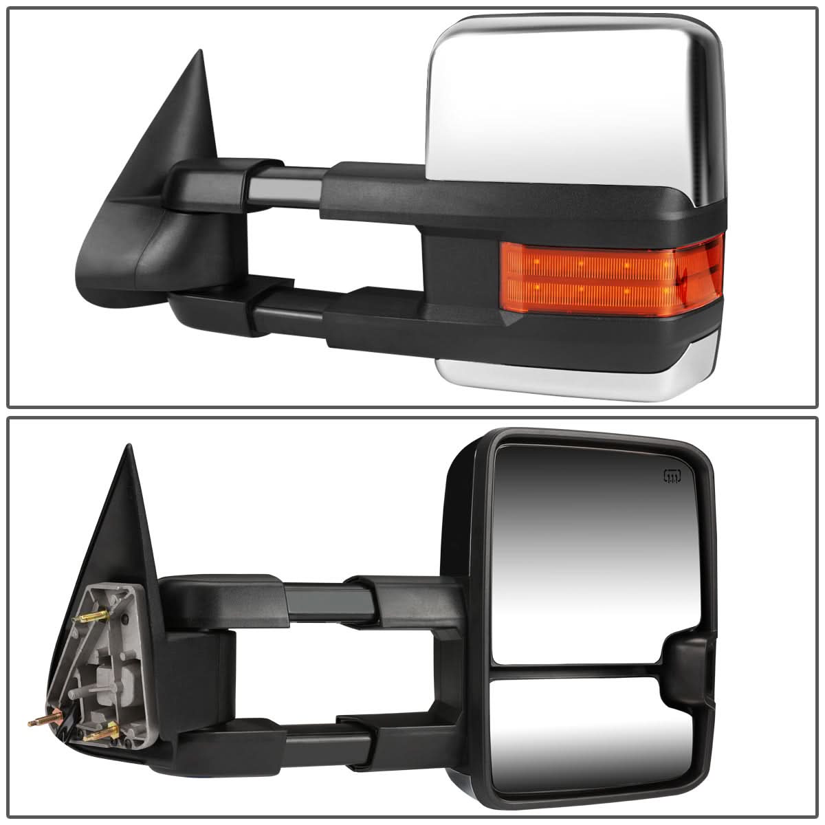 03-07 Chevy Silverado Sierra Tahoe Manual Towing Mirrors Chrome Pair
