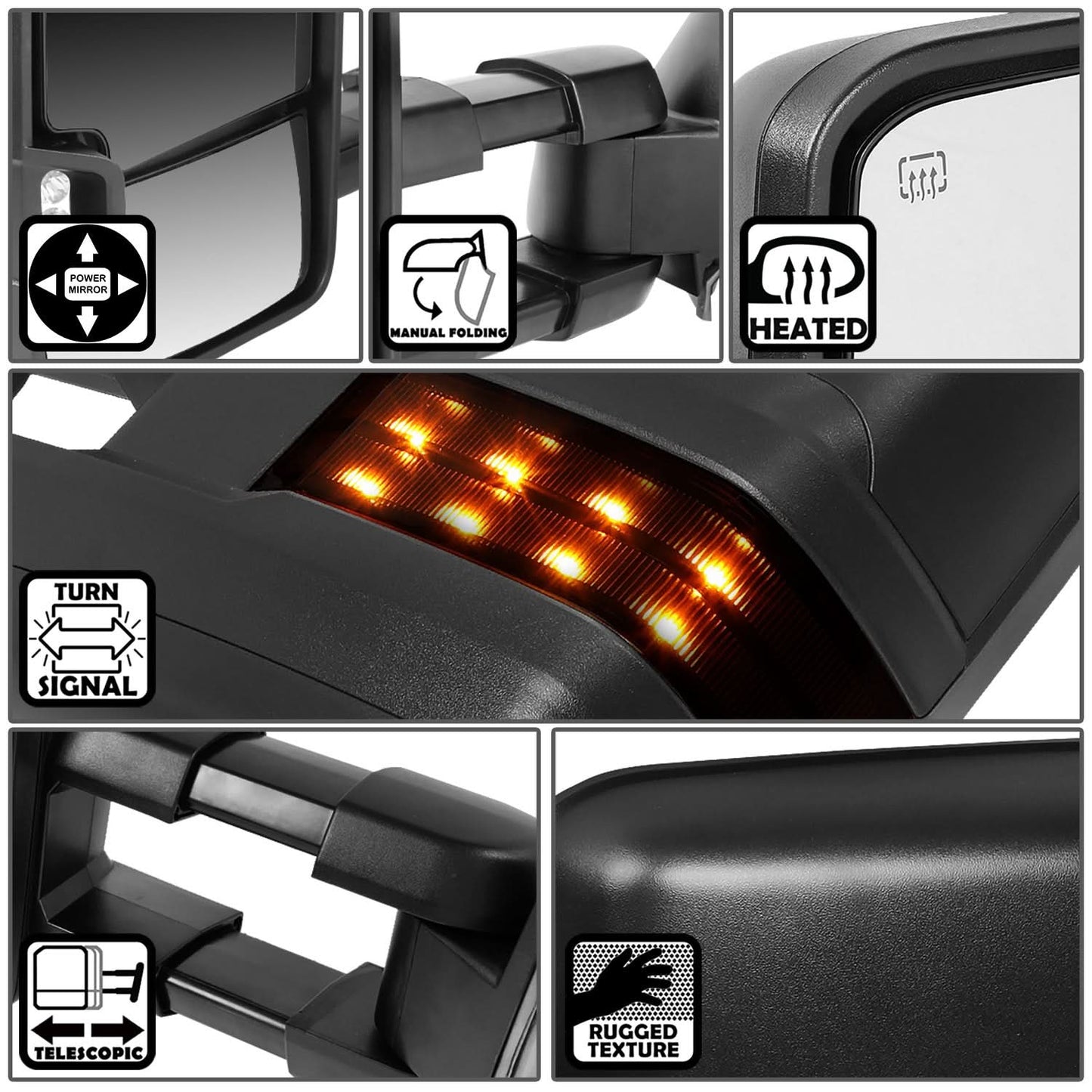 03-07 Chevy Silverado Sierra Tahoe Suburban Powered Heated LED Towing Mirrors