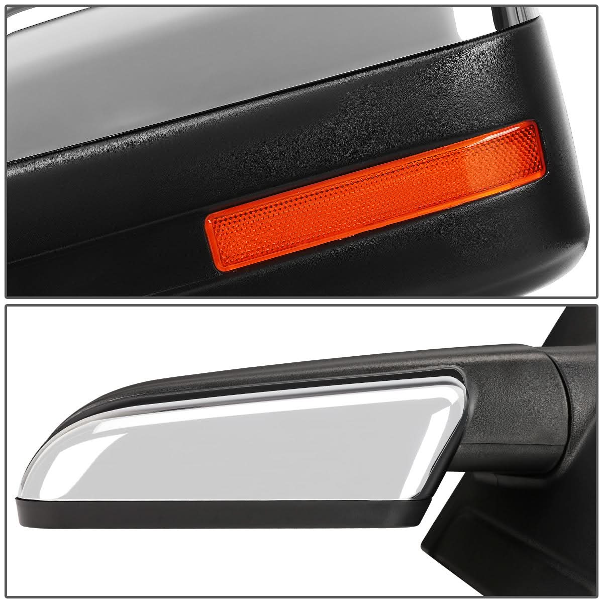 04-14 Ford F-150 Left Towing Mirror Manual LED Amber Signal Chrome