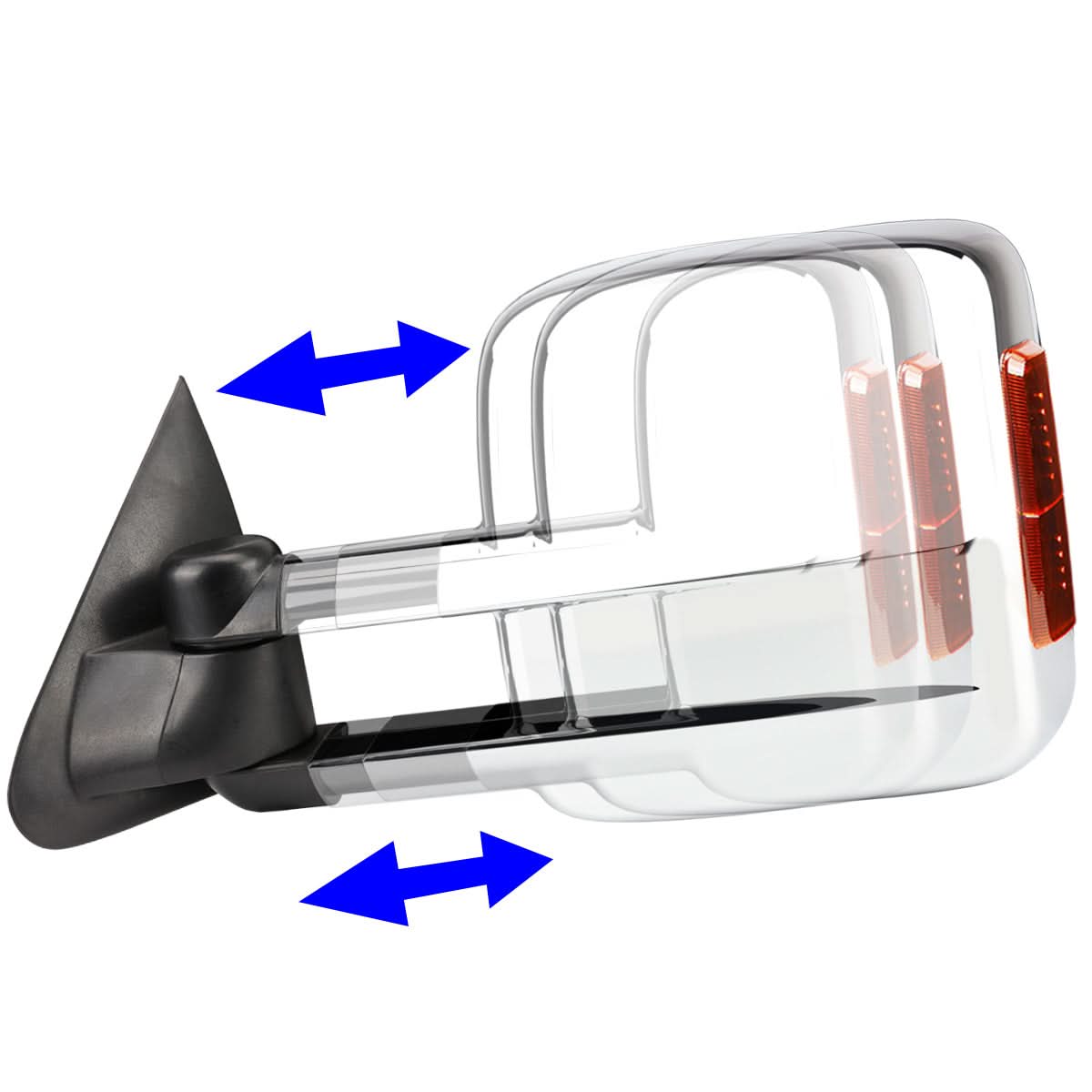 14-20 Chevy Silverado GMC Sierra Powered Heated Towing Mirrors Chrome