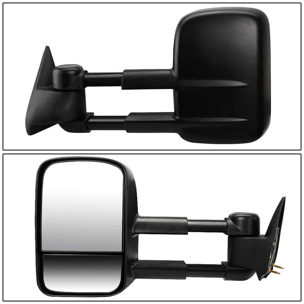 88-02 Chevrolet C/K 1500/2500/3500 Manual Towing Mirrors Black Pair