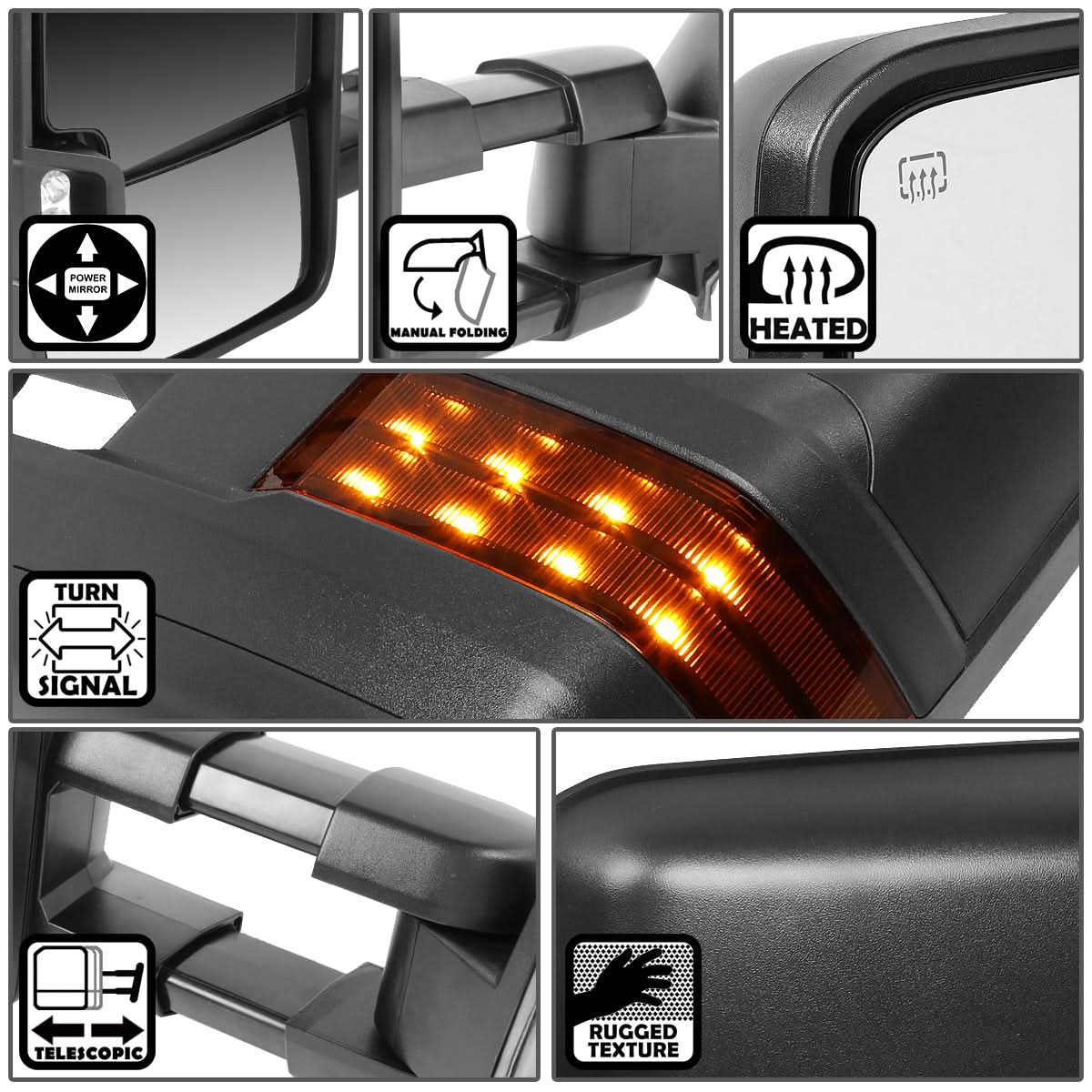 99-06 Chevy Silverado GMC Sierra Towing Mirrors Powered Heated LED