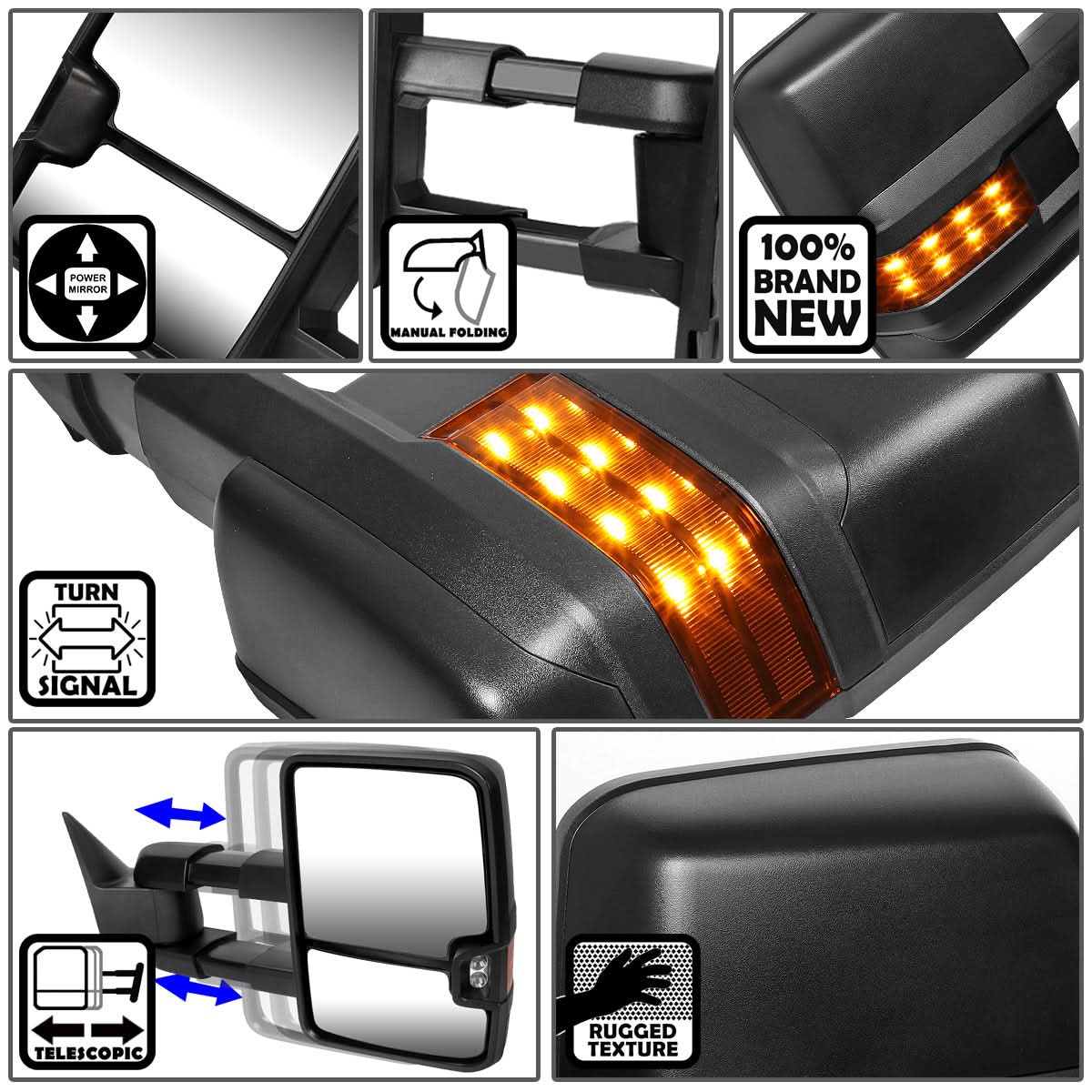 88-02 Chevrolet GMC C/K 1500 2500 3500 Tahoe Yukon Power Towing Mirrors