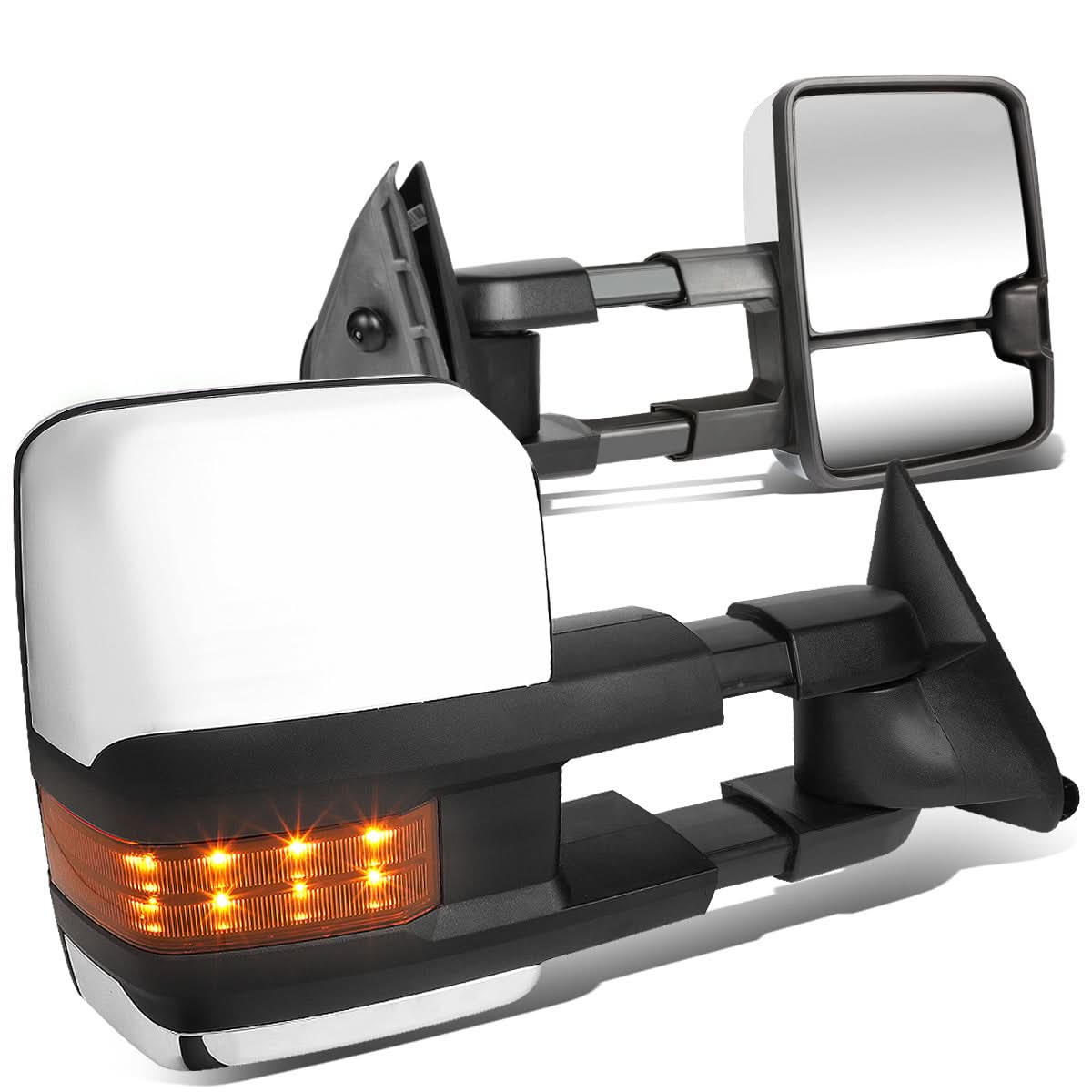 88-02 Chevrolet GMC C/K Tahoe Yukon Towing Mirrors Powered LED Chrome