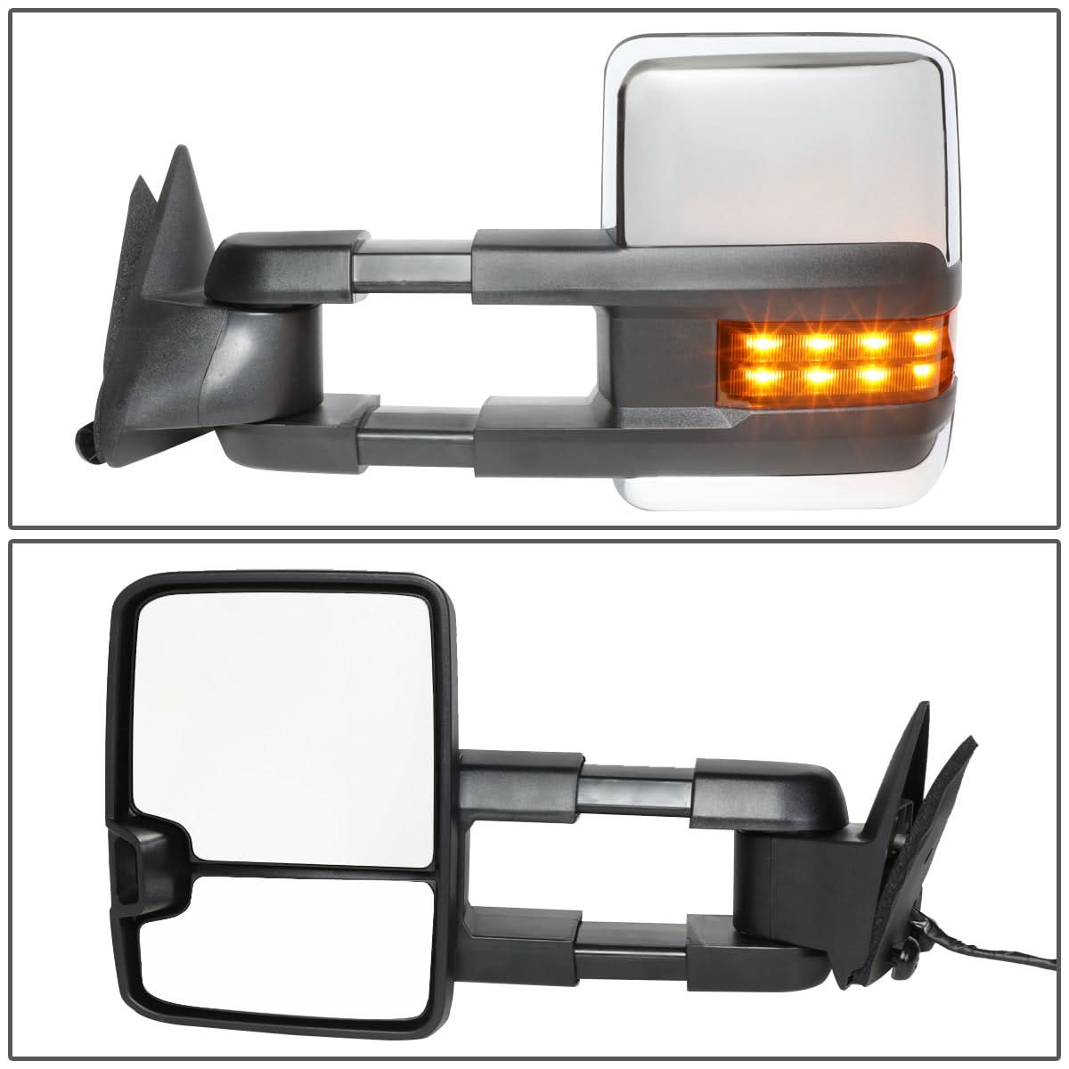 88-02 Chevrolet GMC C/K Tahoe Yukon Towing Mirrors Powered LED Chrome