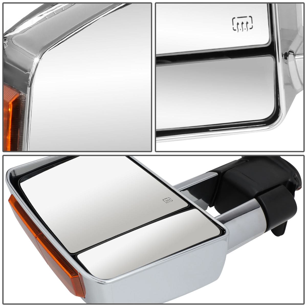 2007-2016 Toyota Tundra Powered Heated LED Towing Mirrors - Chrome