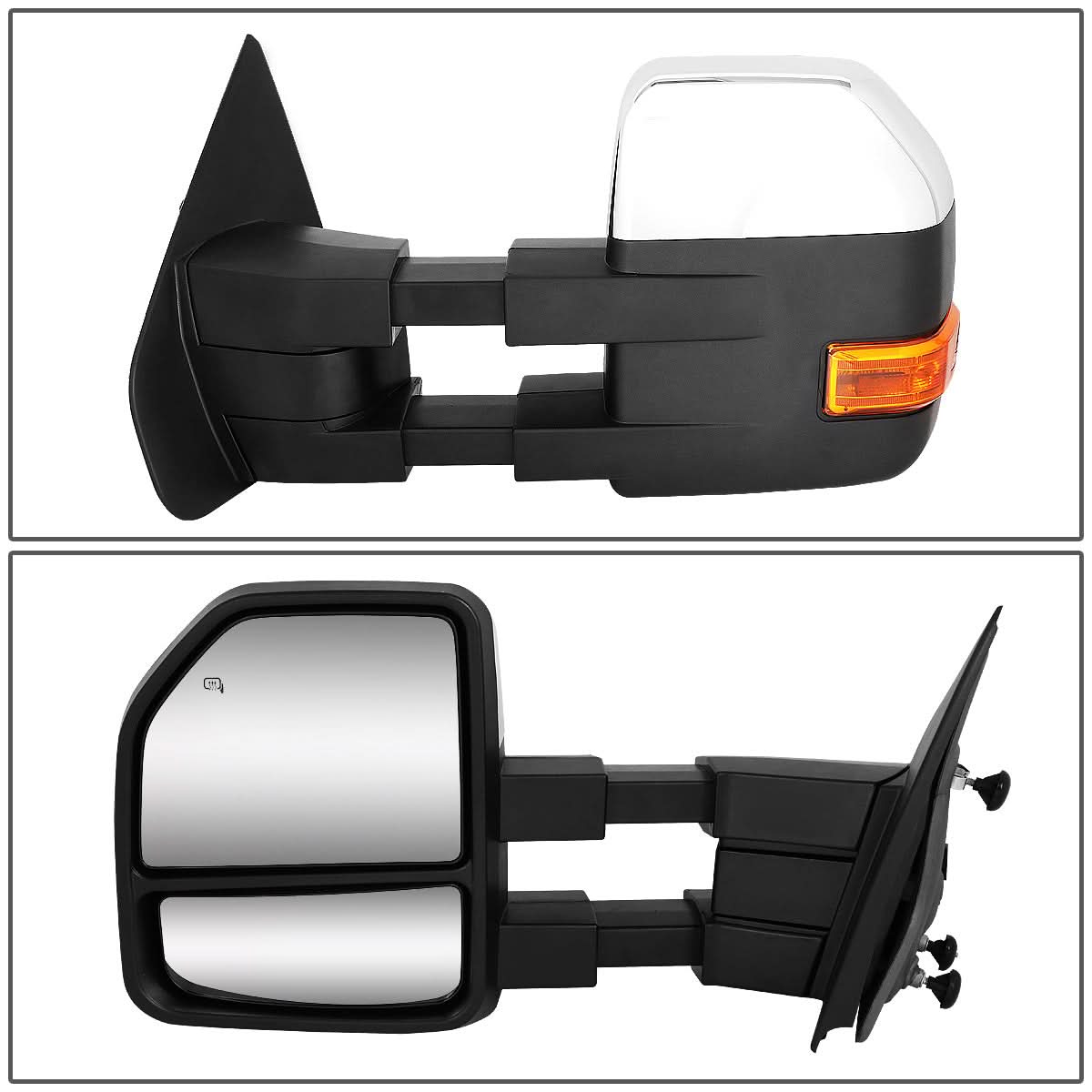 04-14 Ford F-150 Powered Heated Towing Mirrors w/Puddle Light - Chrome