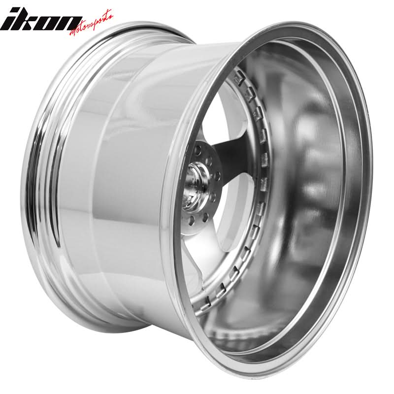 (4) 18X9.0 +30 5X100 / 5X114.3 Step Lip 5 Spoke Wheels Rims - Chrome