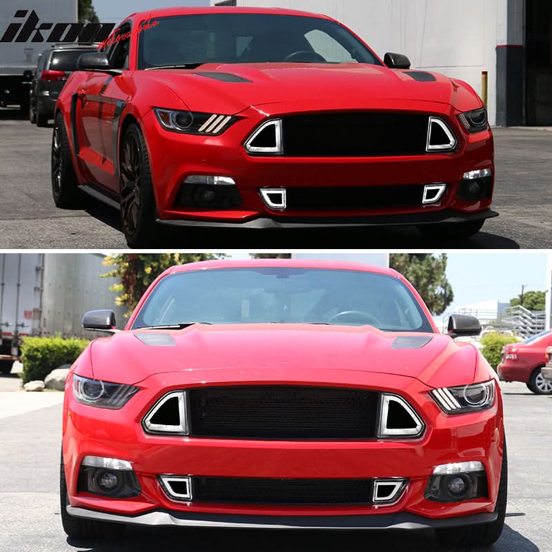 2015-2017Â Ford Mustang Front Upper Mesh Grille Smoked DRL Turn Signal