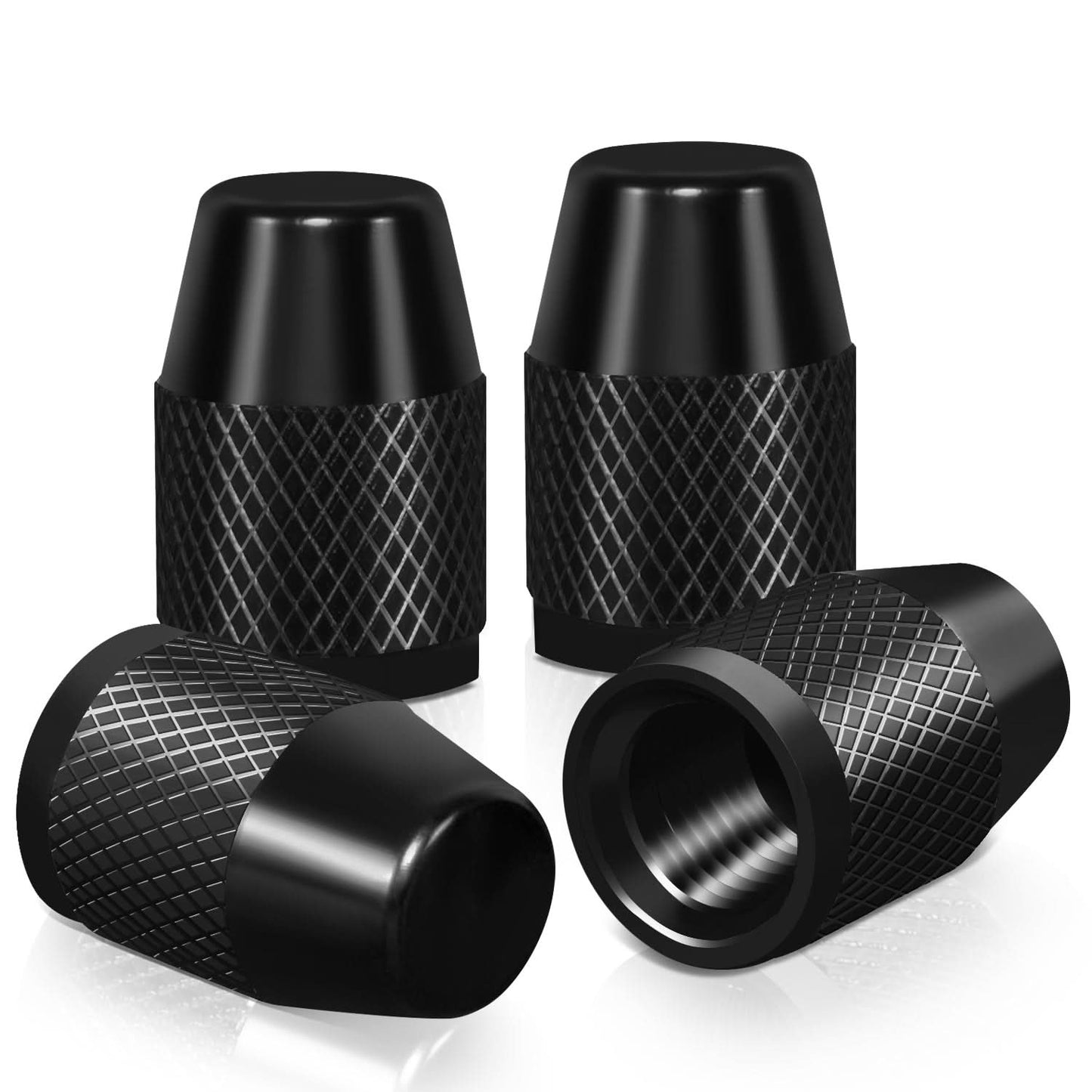 RT 007 Knurled Valve Caps - Black