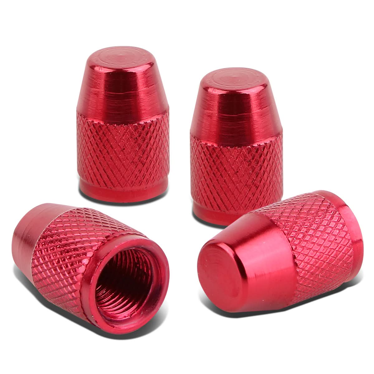 Red Knurled Valve Caps - RT 007 Style