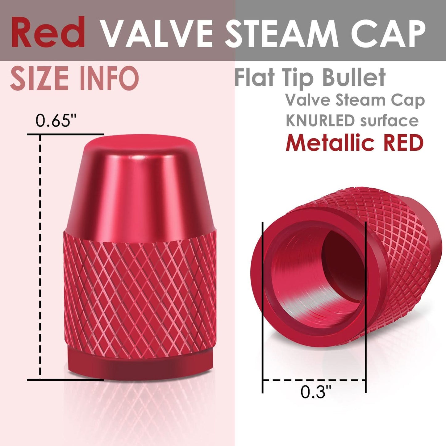 Red Knurled Valve Caps - RT 007 Style