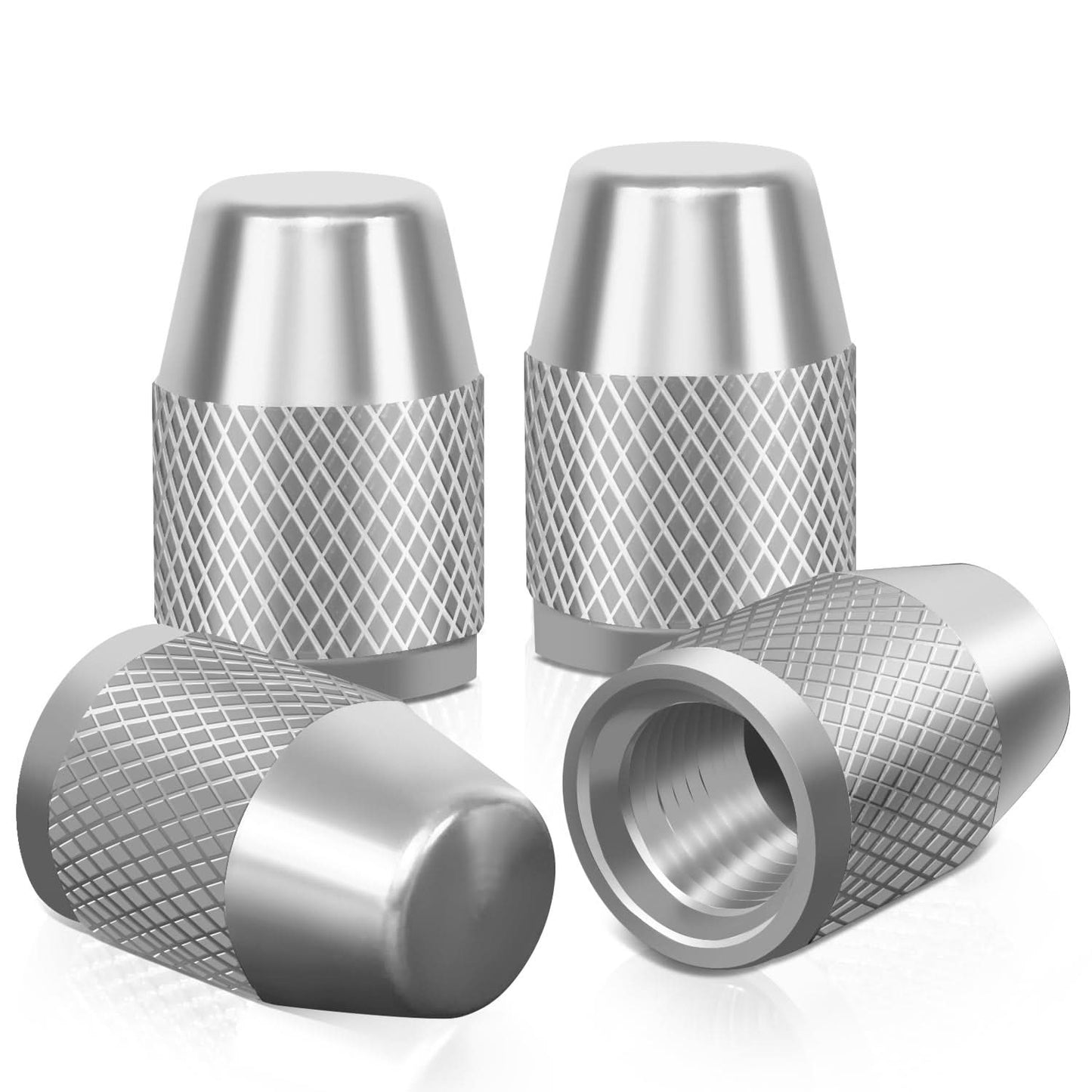 RT 007 Knurled Silver Valve Caps