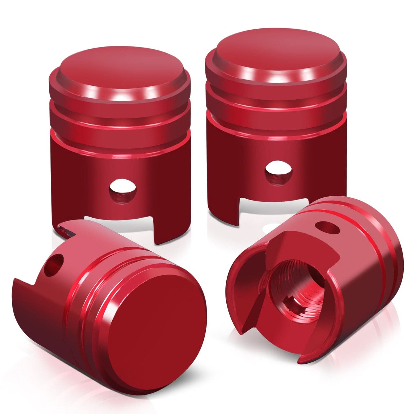 RT 008 Piston Head Style Valve Caps - Red