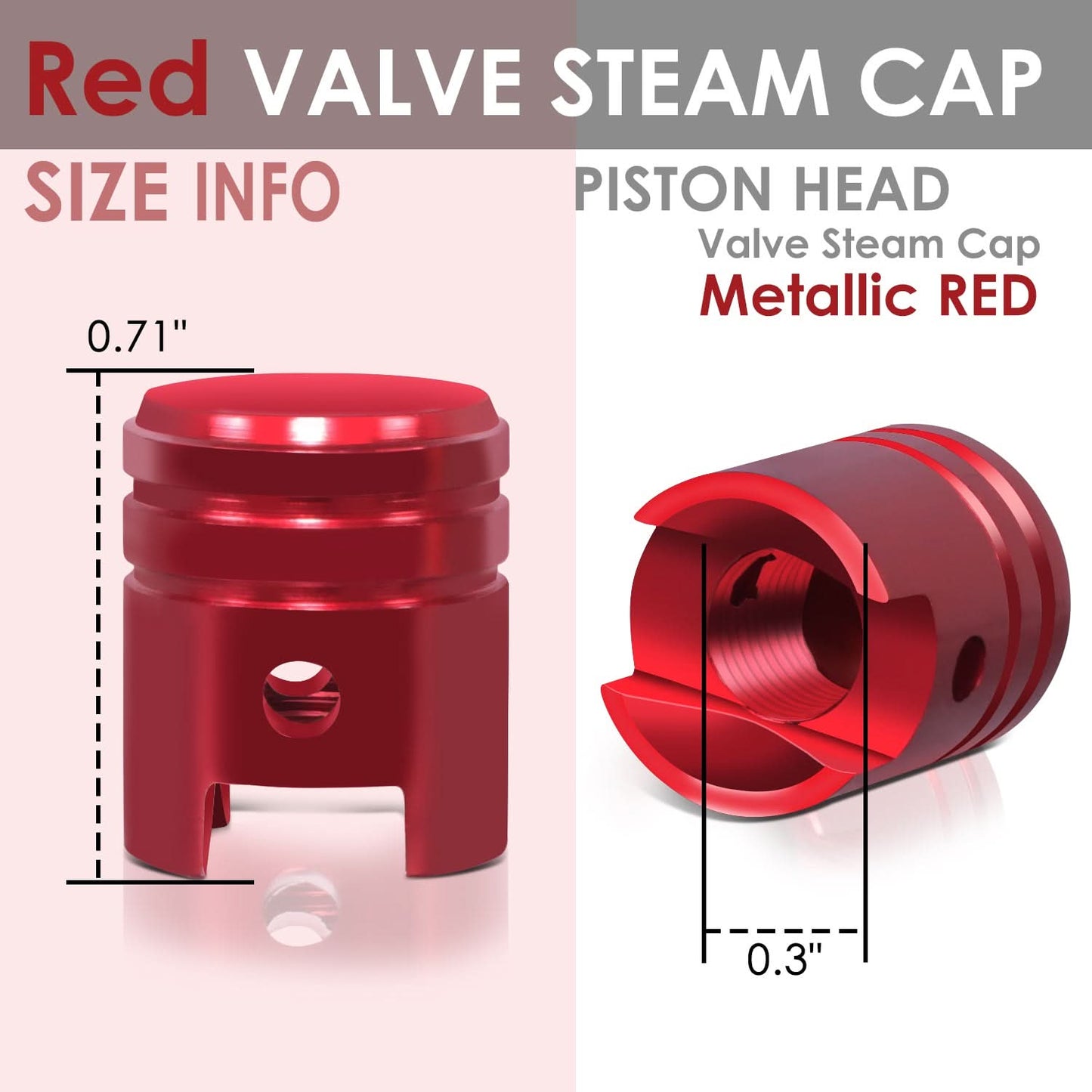 RT 008 Piston Head Style Valve Caps - Red