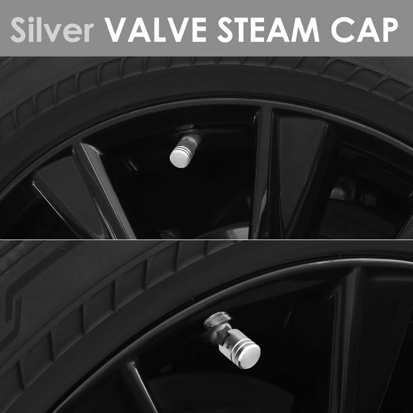 Piston Head Silver Valve Caps - Aluminum