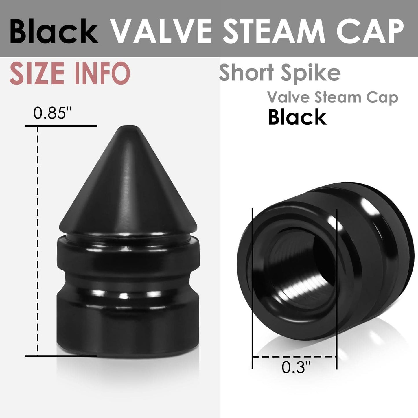 Spiked Black Valve Caps - RT 011 Style