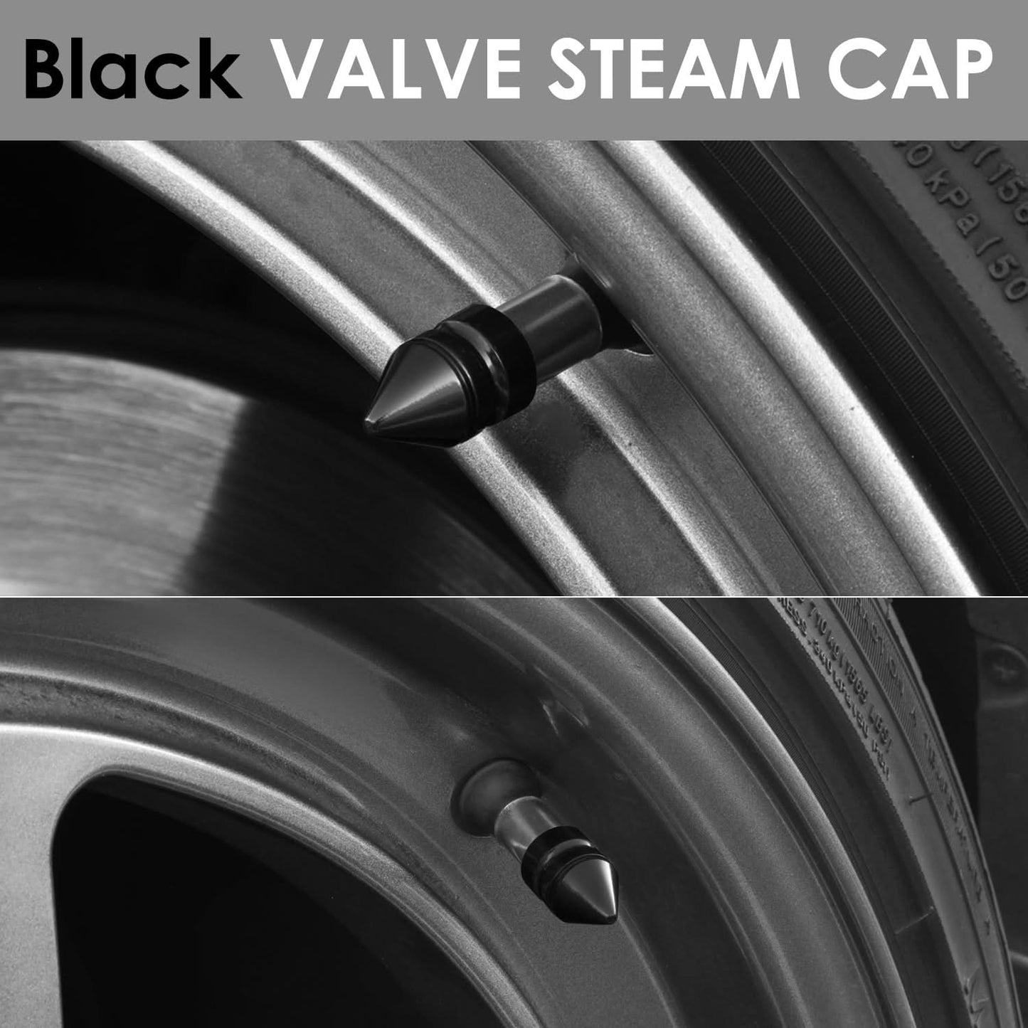 Spiked Black Valve Caps - RT 011 Style