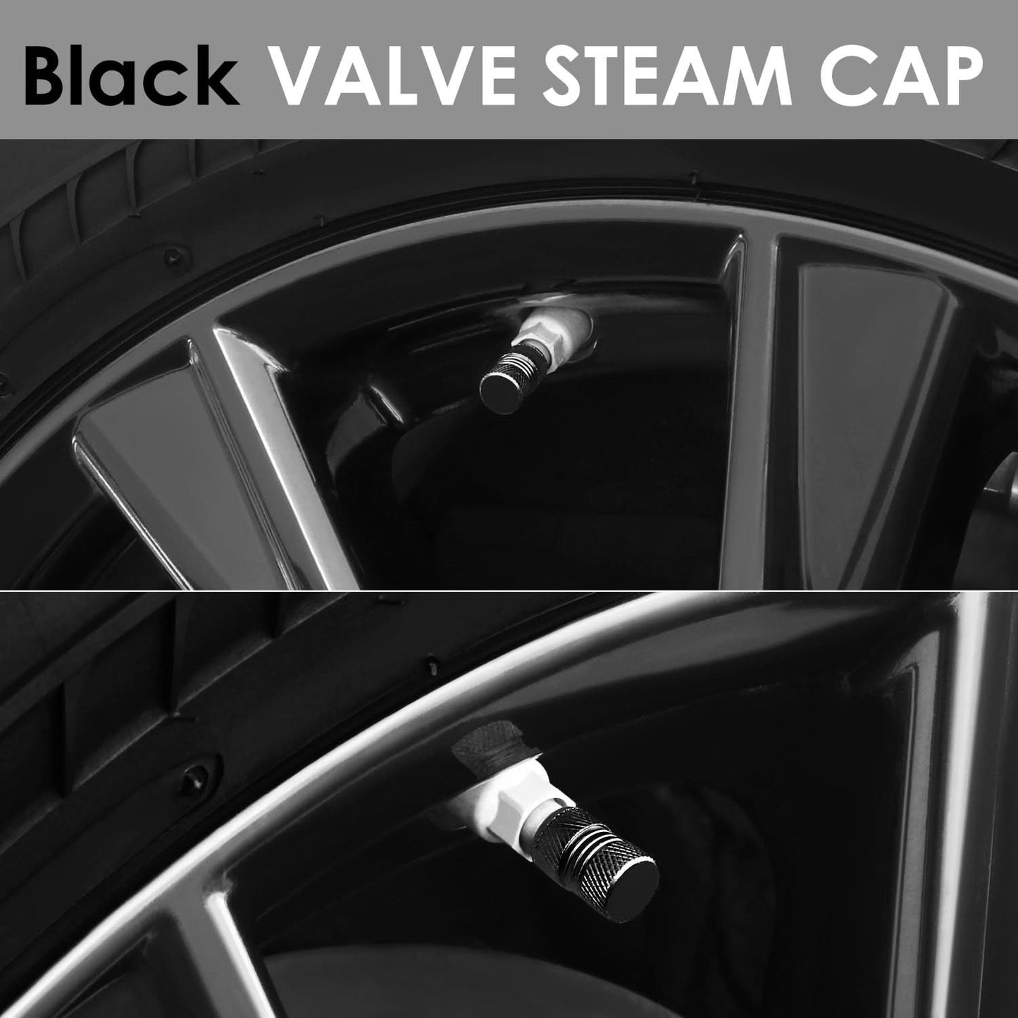 Valve Caps - Two Grip Top/Bottom Design - Black