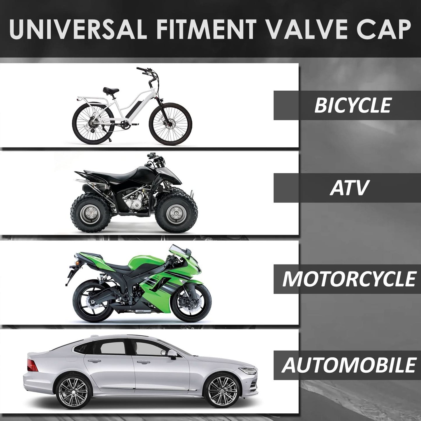 Valve Caps - Two Grip Top/Bottom Design - Black