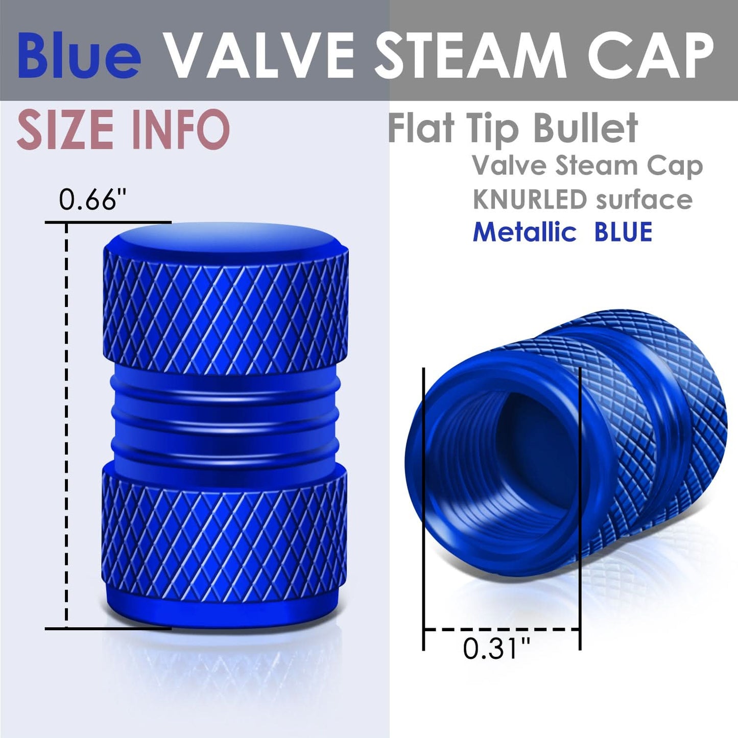 RT 024 Two Grip Top/Bottom Blue Valve Caps