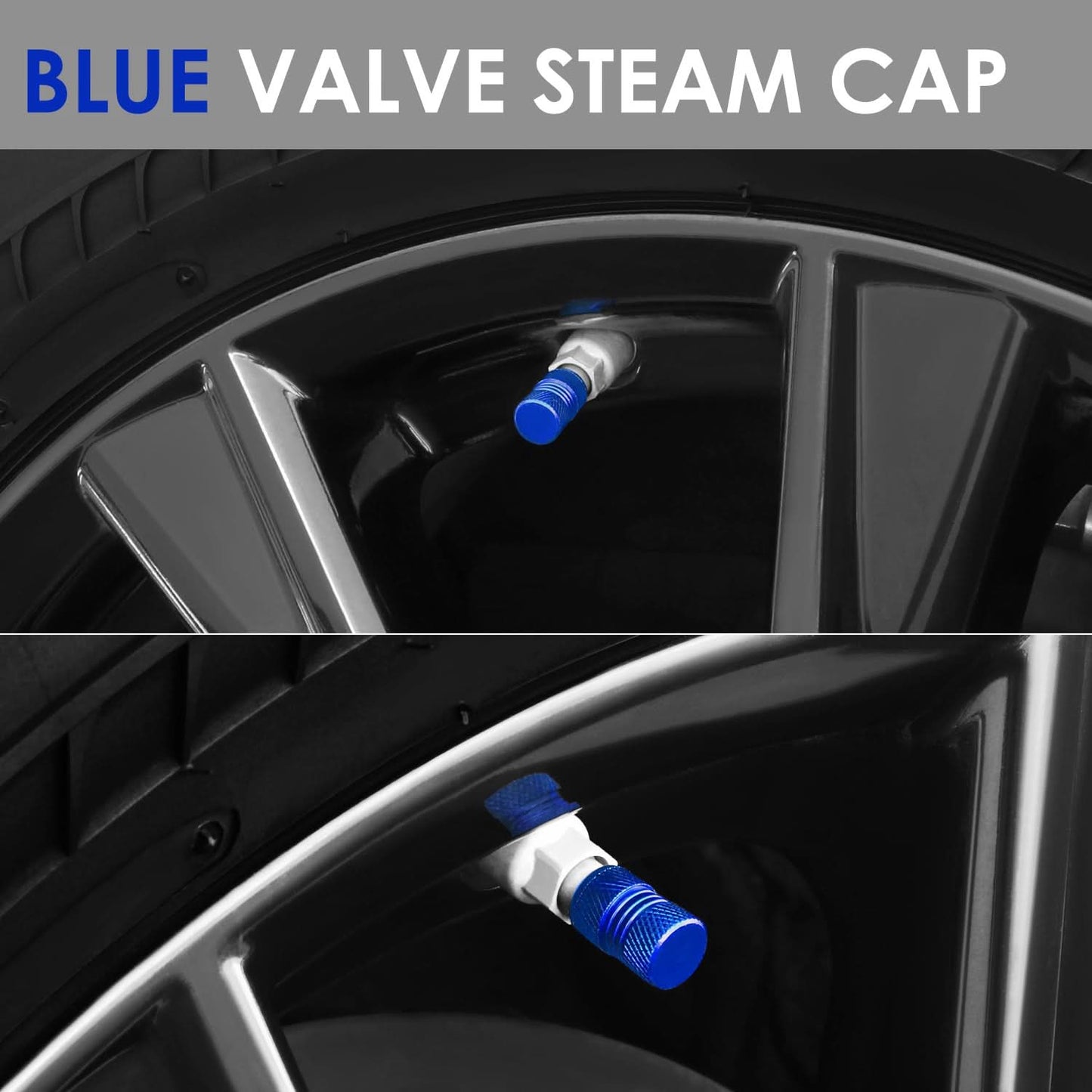 RT 024 Two Grip Top/Bottom Blue Valve Caps